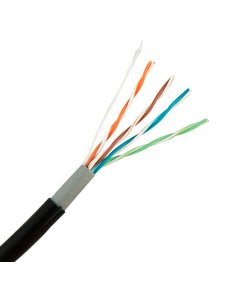 Cable de red exterior Cat5e, 24 AWG, CCA, 4x2x0,51mm, doble chaqueta de PVC + PE , carrete de 305 mts
