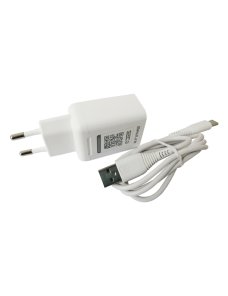 Cargador de pared de dos puertos Usb 2.1amp con cable USB C, color blanco / BL-CH2100