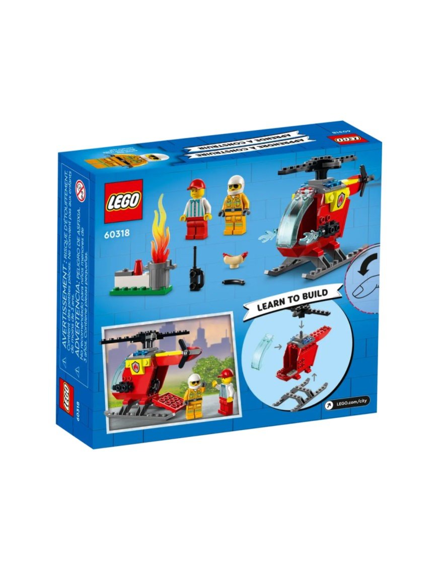 LEGO City helicóptero bombero 60318 - Kit de construcción para niños a  partir de 4 años; incluye minifiguras de bombero y vendedor con accesorios