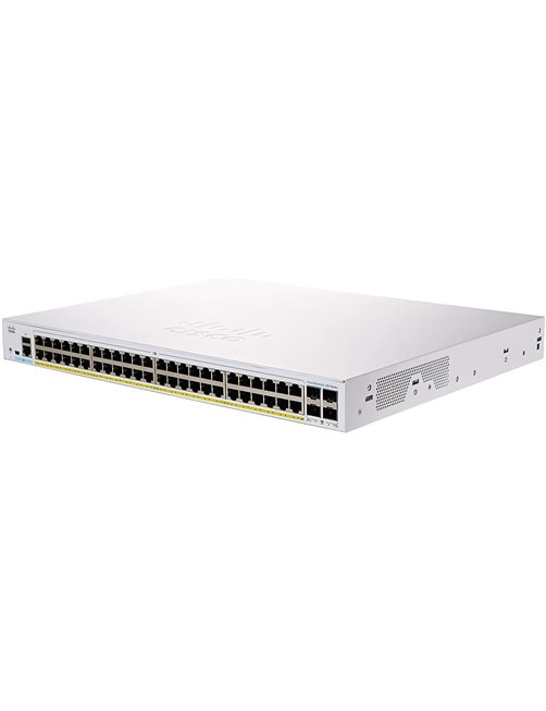 Switch Conmutador Cisco 48 puertos 10/100/1000 PoE+ con 370 W, 4 Gigabit SFP CBS350-48P-4G-NA