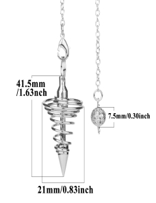 C57310 2 piezas de metal péndulo espiral cono collar adivinación espiral  cono colgante (plata)
