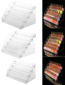 Estante de exhibición de esmalte de uñas acrílico de 7 capas, soporte de escalera transparente, soporte para botella de acei