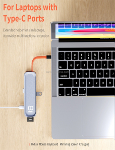 Adaptador-HUB-de-extension-multifuncional-ROCK-TR03-8-en-1-tipo-C-USB-C-a-HDMI-gris-PC7452H