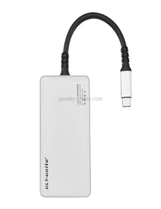 Ult-Unite-5-en-1-USB-C-TYPE-C-a-35mm-Audio-VGA-DP-Adaptador-de-HUB-multifuncional-de-puerto-HDMI-PD-blanco-PC1663W