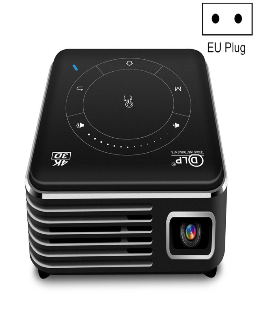 P11 4K HD DLP Mini Proyector 3D 4G + 32G Smart Micro Proyector conveniente,  Estilo: Enchufe de la UE (Negro)