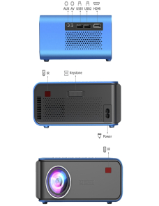 T4 Versión regular 1024x600 1200 Lumens Portable Portable Home LCD Proyector, Tipo de enchufe: Enchufe del Reino Unido (Azul)
