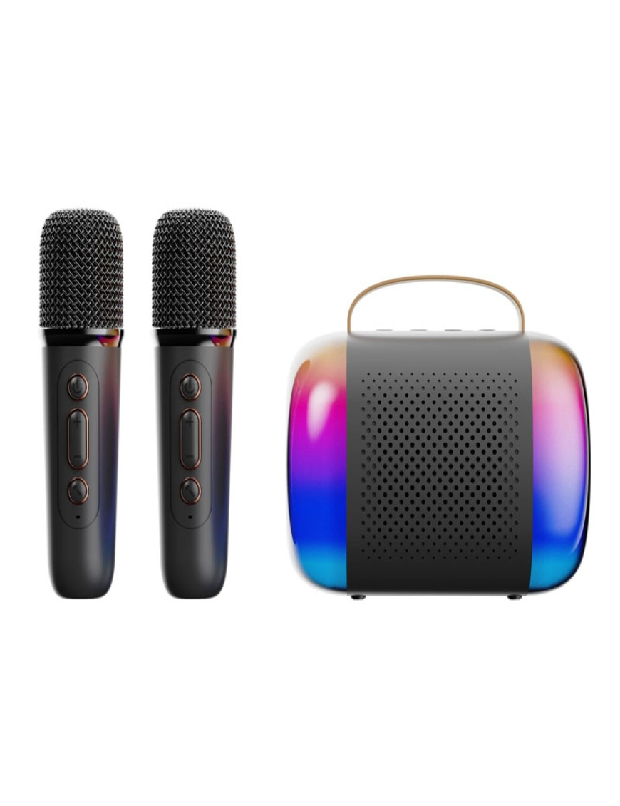Comprar Máquina de Karaoke portátil con 2 micrófonos inalámbricos,  reproductor de MP3 con sonido estéreo HiFi, Bluetooth 5,3, compatible con  tarjeta TF, auriculares de 3,5 MM