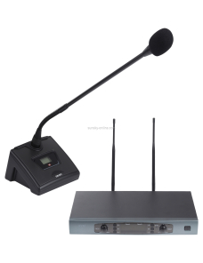 KVM K58 UHF Sistema de micrófonos inalámbricos de reunión profesional con 2 micrófono de escritorio, 1 a 2, enchufe de EE. 