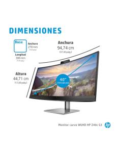 HP Z40c G3, 100.8 cm (39.7"), 5120 x 2160 pixels, UltraWide 5K HD, LED, 14 ms, Black, Silver