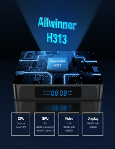 X96Q Pro 4K Smart TV Box Android 10.0 Media Player, Allwinner H313 Quad Core Arm Cortex A53, RAM: 1GB, ROM: 8GB, Tipo de enchuf