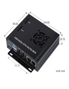 Waveshare Dual Gigabit Ethernet 5G / 4G Caja de computadora con ventilador de enfriamiento para Raspberry PI CM4 (enchufe de la