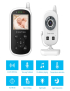 UU24 Monitor inalámbrico para bebés de 2,4 pulgadas Monitor de temperatura de la cámara Audio de 2 vías VOX Lullaby Enchufe