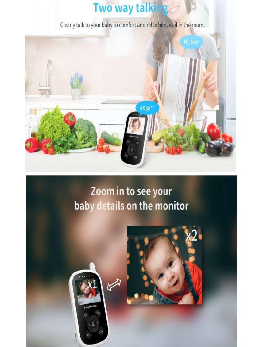  Intercomunicador de monitor de bebé, monitor de cámara de bebé  portátil 100-240V para niños (enchufe de EE. UU.) : Bebés