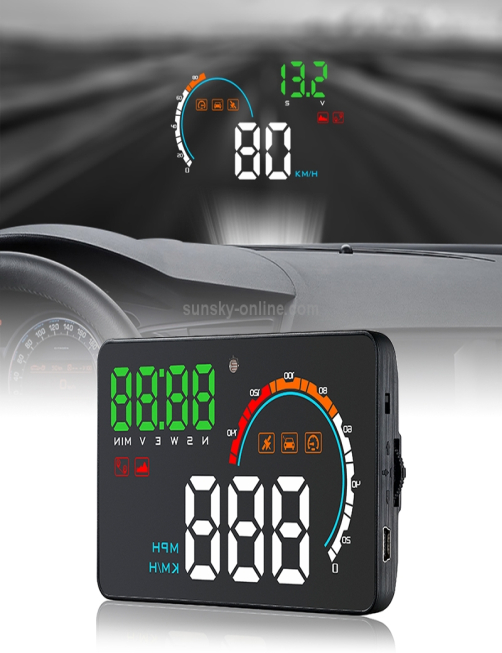 Q5 GPS Sistema de seguridad con pantalla frontal de 4 pulgadas montado en el vehículo, compatible con velocidad de carrera, di