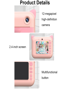 CP01 Cámara de juguete para niños con pantalla HD de 2,4 pulgadas Impresión térmica Polaroid sin tarjeta de memoria (Azul)