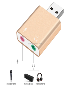 Carcasa de aluminio Jack de 3,5 mm Tarjeta de sonido USB externa HIFI Magic Voice Adaptador de 7.1 canales Unidad gratuita para