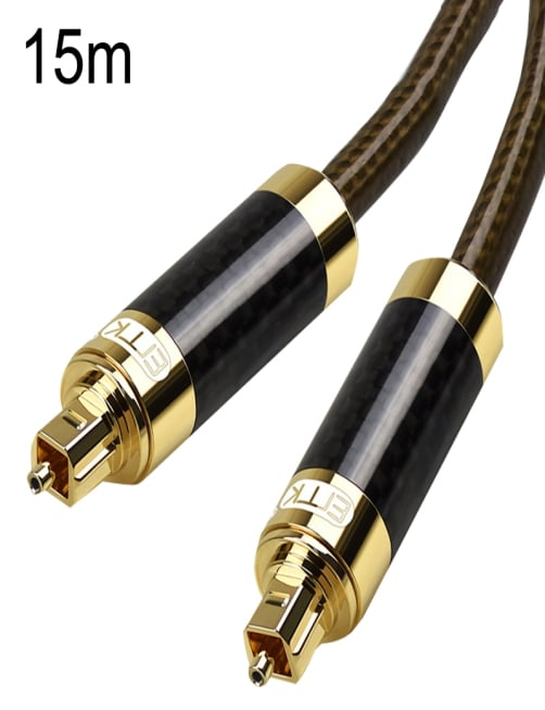 EMK GM/A8.0 Amplificador de cable de audio de fibra óptica digital Línea de fiebre chapada en oro de audio, longitud: 15 m (c