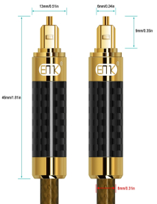 EMK GM/A8.0 Amplificador de cable de audio de fibra óptica digital Audio Línea de fiebre chapada en oro, longitud: 1 m (café