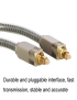 EMK YL/B Cable de fibra óptica digital de audio Cable de conexión de audio cuadrado a cuadrado, longitud: 5 m (gris transpare