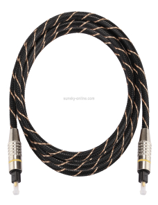 Cable de audio óptico digital macho a macho Toslink de línea neta tejida con cabeza metálica chapada en oro de 1,5 m OD6,0 m