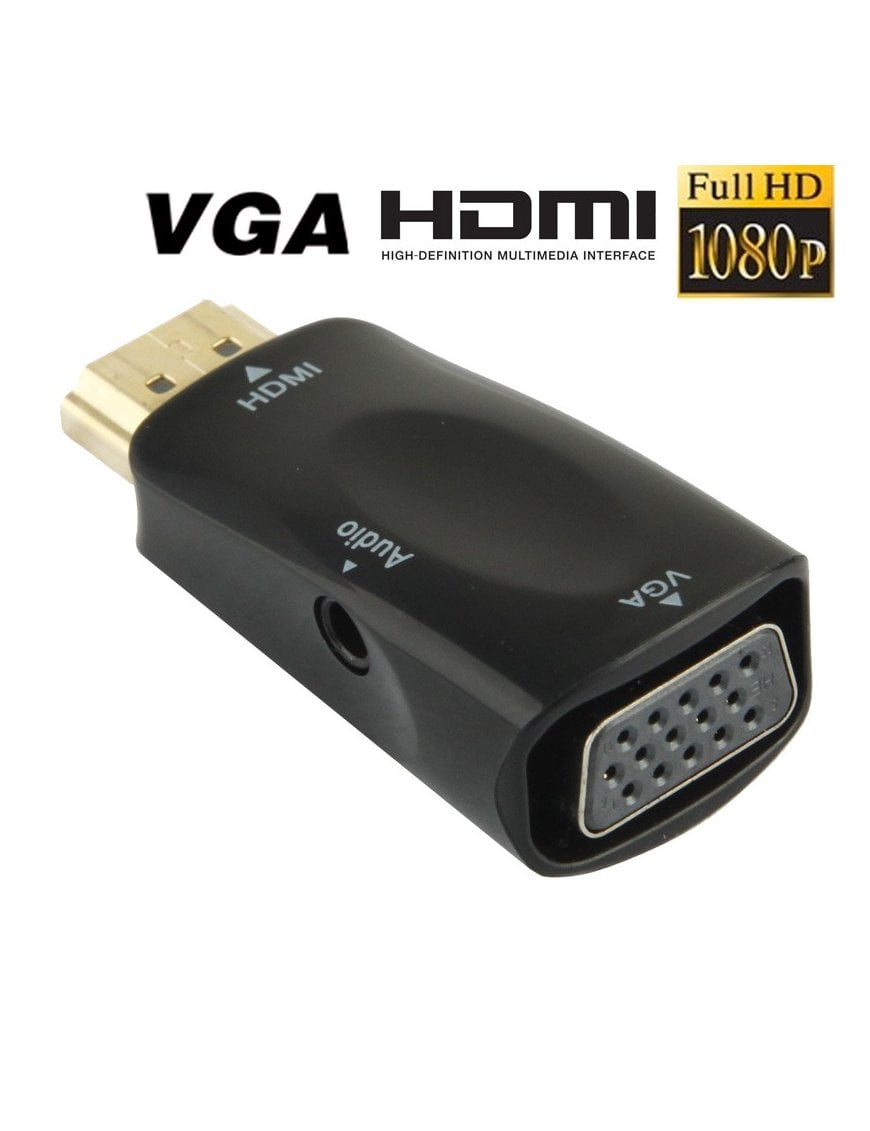 Adaptador Full HD 1080P HDMI to VGA and Audio Adapter for HDTV / Monitor / Projector(Black)	