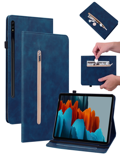Funda-para-tableta-de-cuero-con-cremallera-de-color-solido-para-Samsung-Galaxy-Tab-S9-Skin-Feel-Azul-EDA005044301A