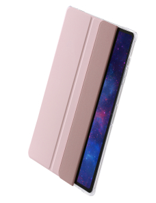 Para-Samsung-Galaxy-Tab-S9-Funda-para-tableta-de-cuero-acrilico-transparente-de-3-pliegues-rosa-EDA005853302G