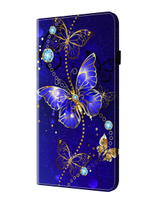 Para-Samsung-Galaxy-Tab-S9-Funda-para-tableta-de-cuero-pintado-con-textura-ultra-cristalina-mariposas-de-diamante-EDA005655311F