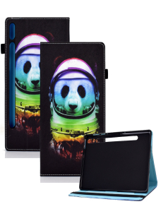 Para-Samsung-Galaxy-Tab-S8-S7-Dibujo-de-color-Banda-elastica-Caja-de-la-tableta-de-cuero-inteligente-oso-espacial-EDA002729102E