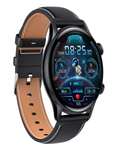 HK8PRO 1.36 pulgadas de cuero de pantalla AMOLED Reloj inteligente, soporte de la función NFC / Monitoreo de oxígeno de sangr