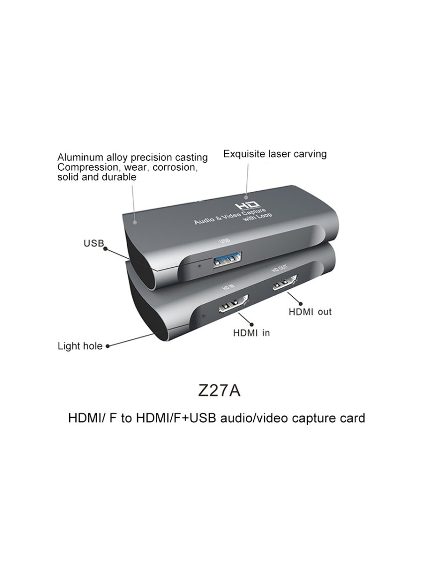 Capturadora de video Z27A HDMI a HDMI Female USB