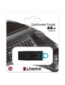 Kingston - USB flash drive - 64 GB - USB-C 3.2 Gen 1 - Exodia Black  Teal - Imagen 2