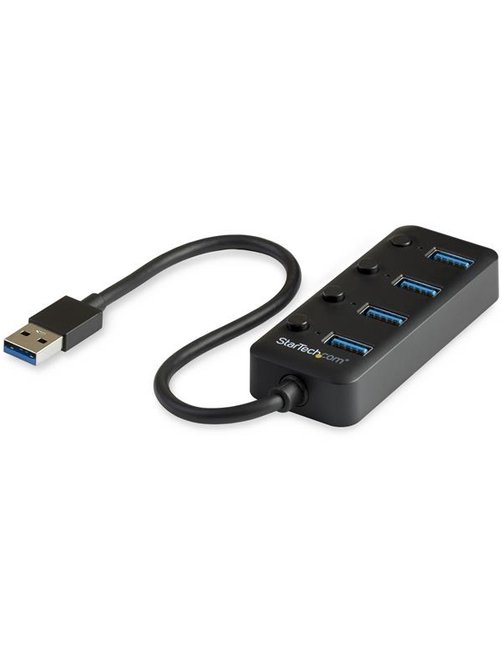 StarTech.com Hub USB 3.0 de 4 Puertos - Ladrón USB de 4 Puertos USB-A con Interruptores Individuales de Encendido/Apagado - Hub 