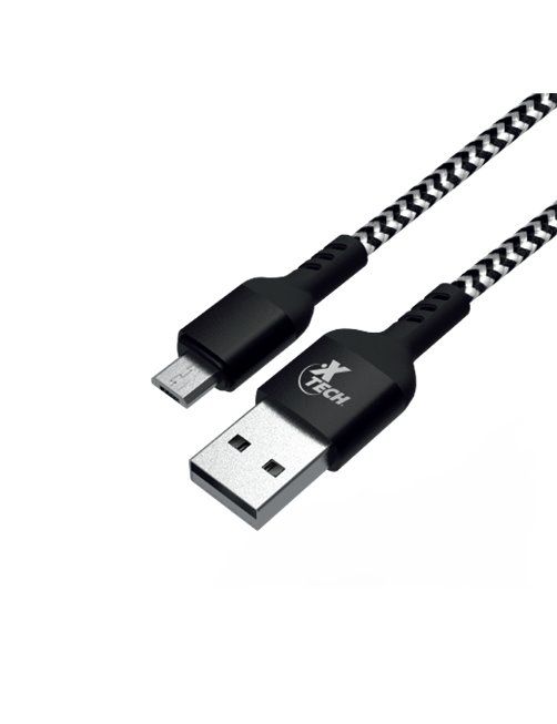 Xtech - USB cable - 4 pin USB Type A - 5 pin Micro-USB Type B - 1.8 m - Black & white - Braided XTC- XTC-366