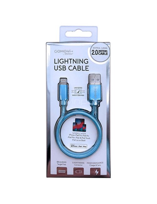 Cable Vivitar USB-A a Micro-USB, Trenzado, Largo 2 Metros, Azul