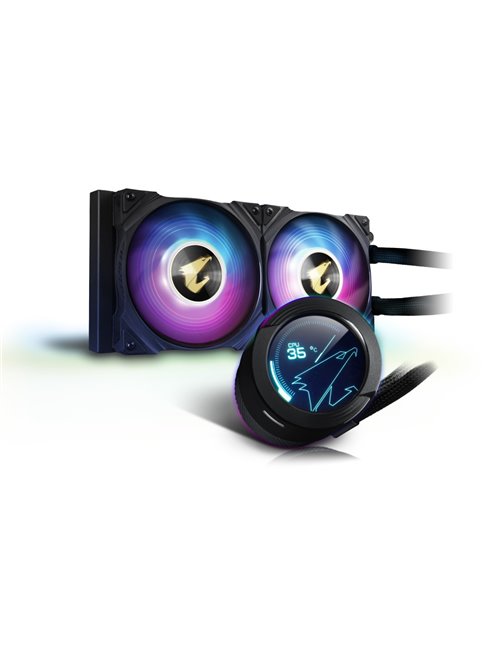 Regriferación Líquida Aorus WaterForce X240, LCD Circular, RGB Fusion 2.0, LGA1700/AM5, ARGB GP-AORUS WATERFORCE X 240