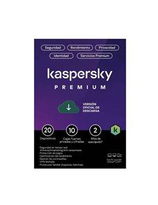 Licencia Antivirus Kaspersky Premium + soporte, 20 dispositivos, 10 cuentas, 2 años, descargable KL1047DDNDS