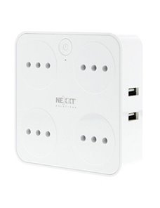 Enchufe inteligente Nexxt Solutions WiFi 220V, Protector de sobretensión, 4 tomas, 4 USB para carga domotica NHP-T720